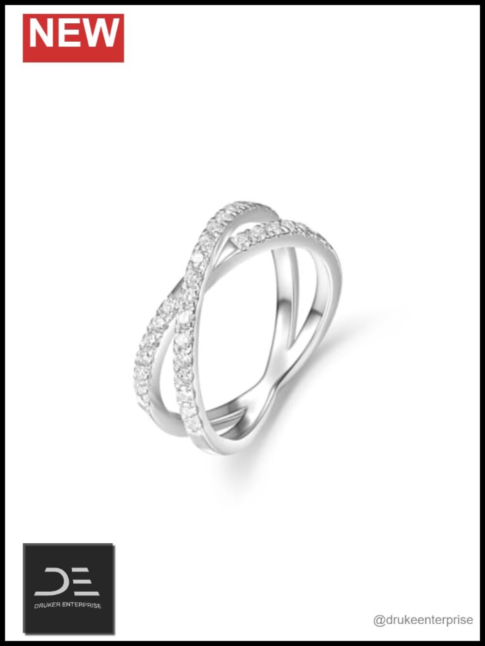 0.42ct Lab Grown Diamond Eternity Criss Cross Band Ring Sterling Silver Size 7